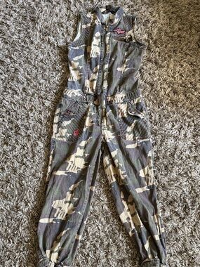 Rocawear Green Camouflage Zip-Front Utility Jumpsuit
